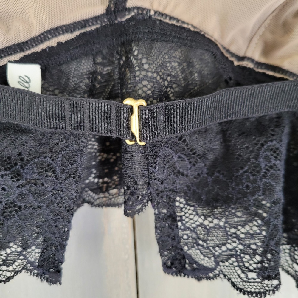 Madewell Bralette Women Small Black Lace Adjustable Straps Lined Longline - Picture 5 of 7